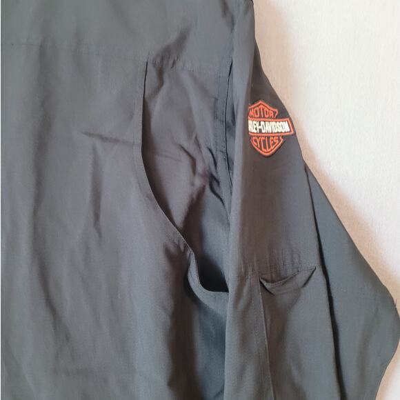 VTG Harley-Davidson Men’s Black Biker Shirt M Y2K Logo Vented Back Casual EUC - Picture 3 of 13